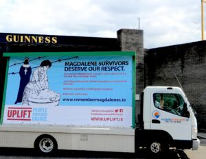 Digital banner with text "Magdalene Survivors deserve our respect".