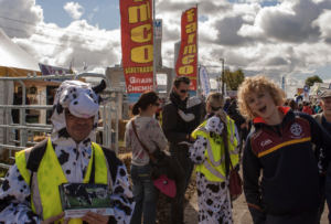 Volunteers dressed as cows during Uplift action.