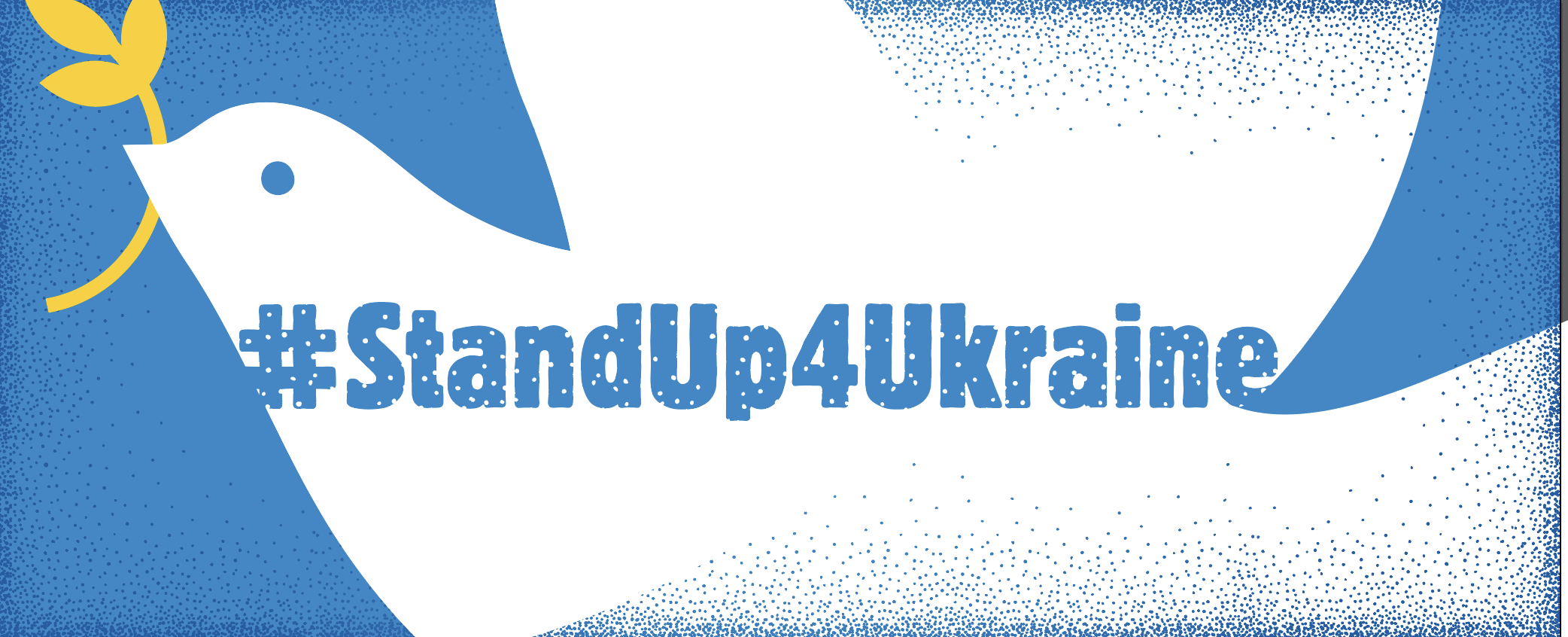 dove against blue background with # stand up for ukraine