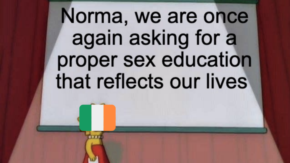 Simpsons meme calling for Norma Foley to reform Sex Ed