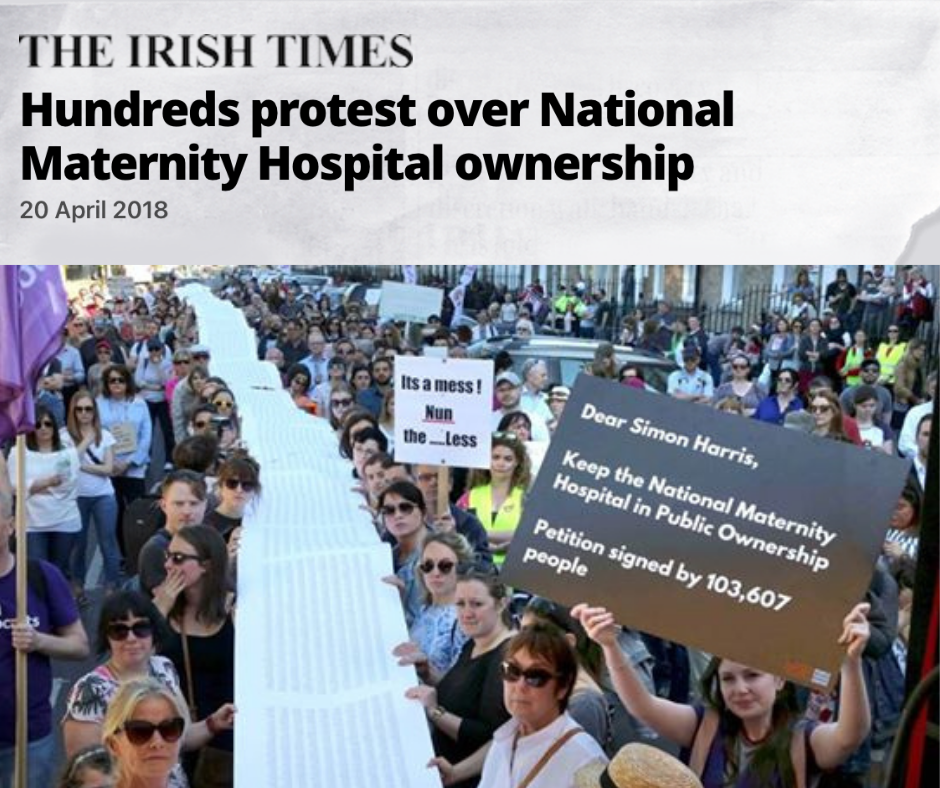 Irish Times "Hundreds protest over National Maternity Hospital ownership"