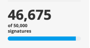 Screenshot of numbers of signatures on the petition: 46,675
