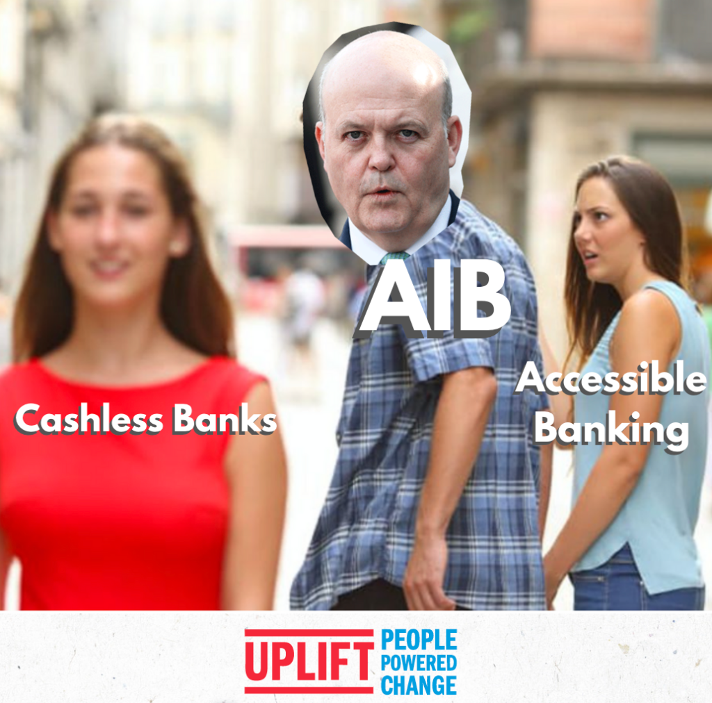 Meme about AIB going cashless 