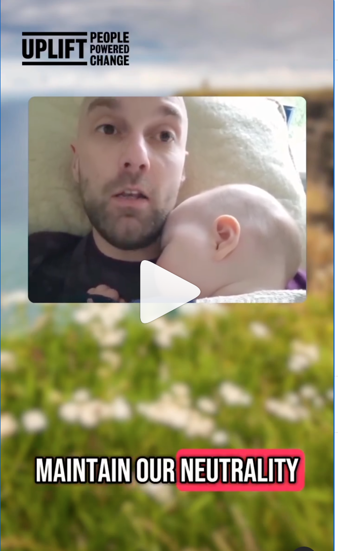 Screenshot of video of members talking about neutrality