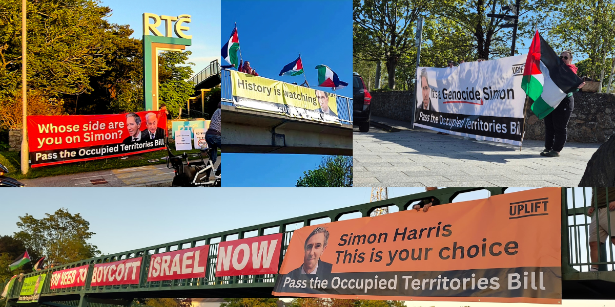 Pass the occupied territories bill banners collage